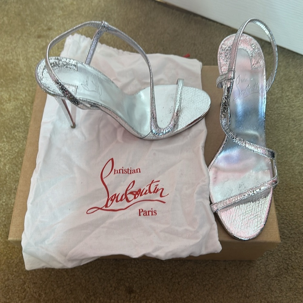 CHRISTIAN LOUBOUTIN Silver Rosalie Heeled Sandals